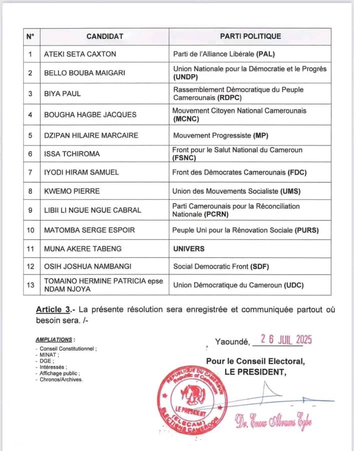 Présidentielle 2025 au Cameroun : la candidature de Maurice Kamto rejetée
