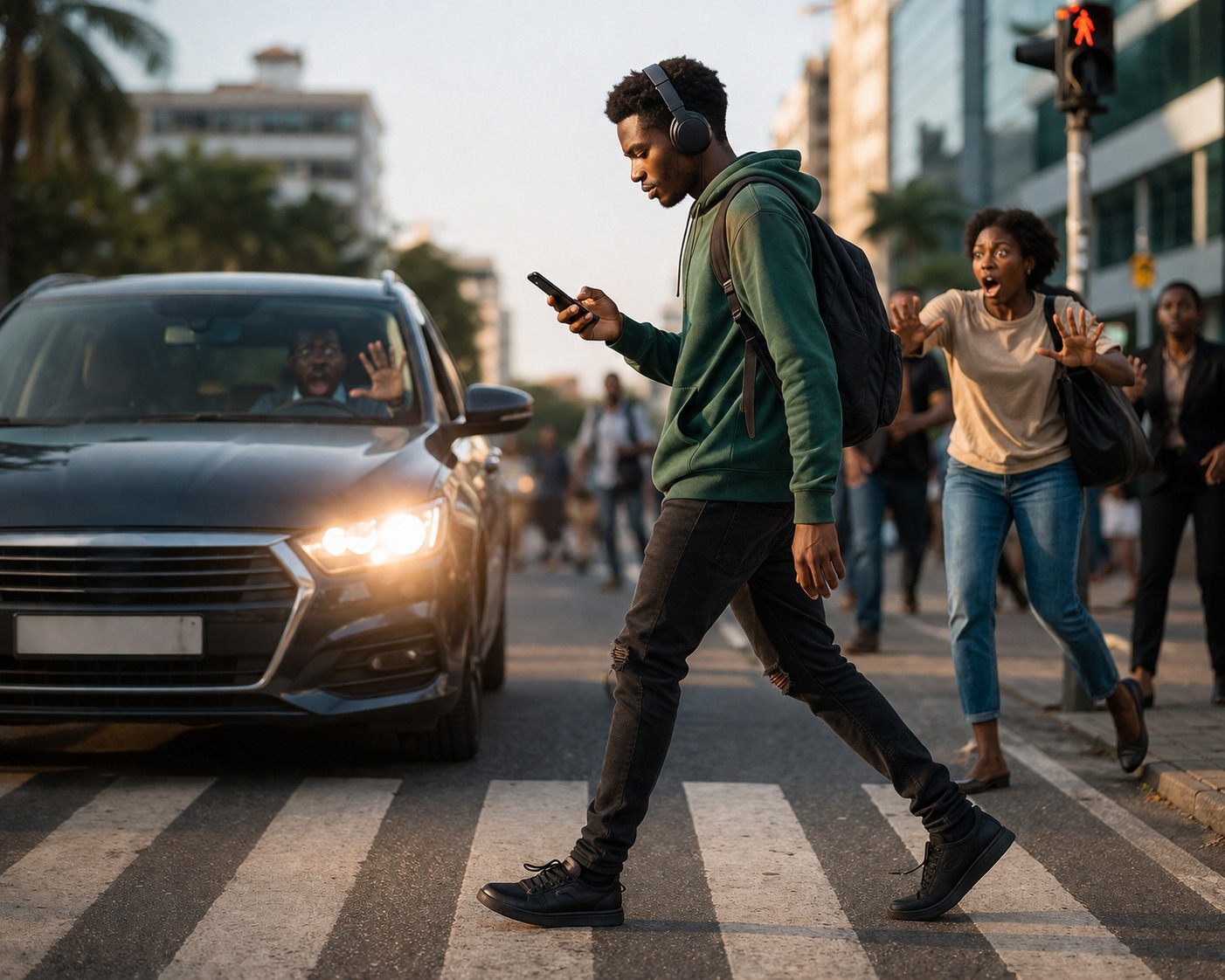 Casque aux oreilles, traverser la route en manipulant son téléphone : quand les populations se mettent elles meme danger