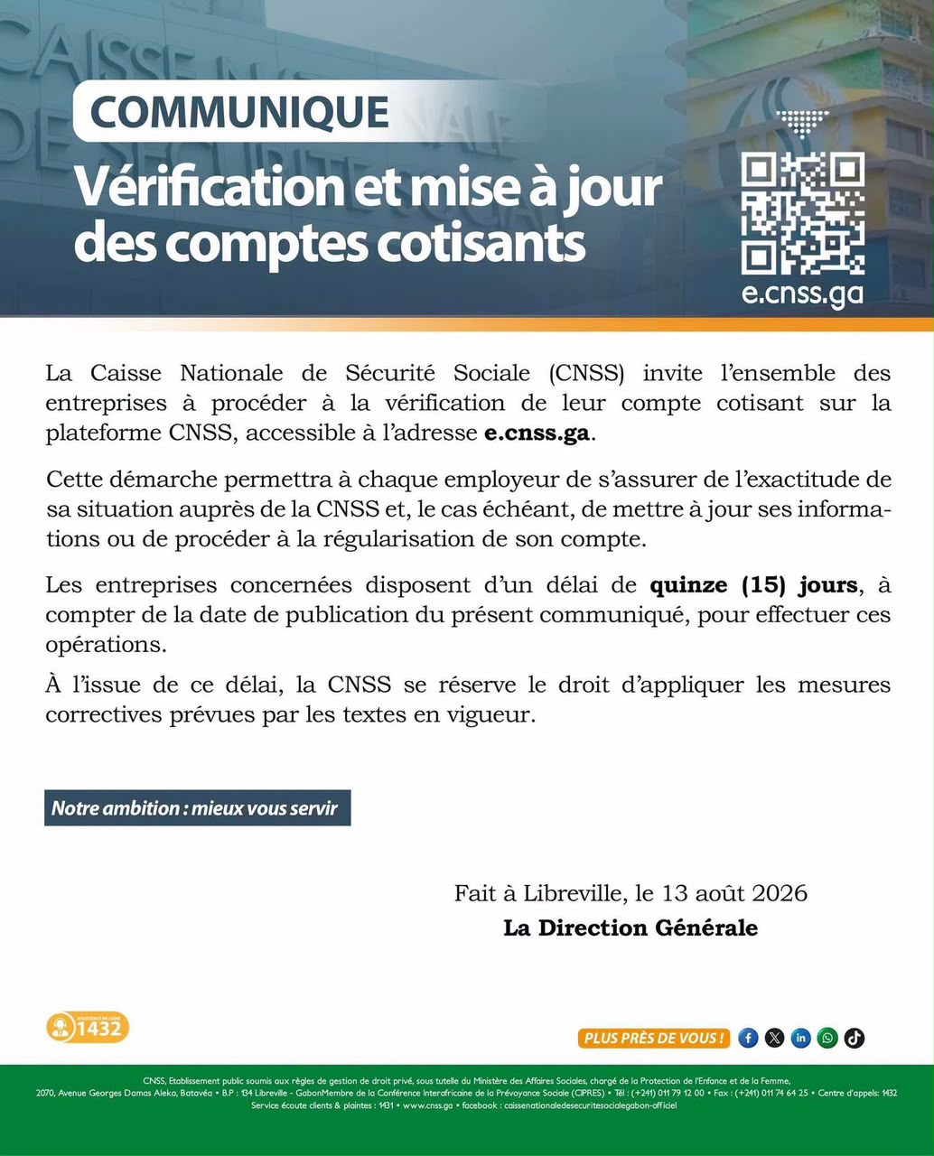 Régularisation des comptes cotisants : La CNSS donne 15 jours aux employeurs